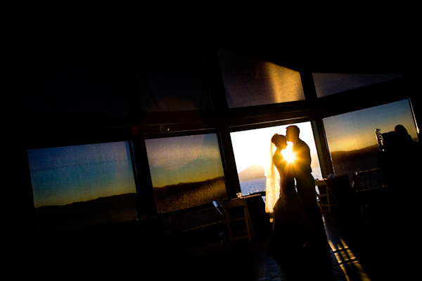 wedding photo by Ben Chrisman Photography, bride and groom, lens flare, sunset